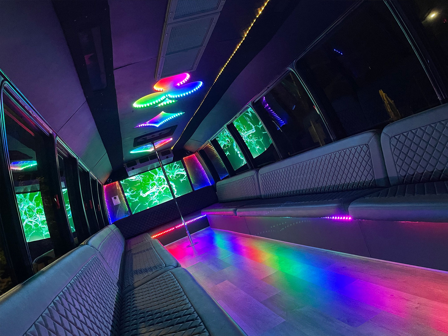 LED lounge interior with dance floor